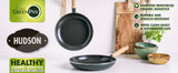 GreenPan Hudson Healthy Ceramic Nonstick, 9.5" and 11" Frying Pan Skillet Set, Vintage Wood Inspired Handle, PFAS-Free, Dishwasher Safe, Forest Green