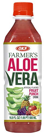 OKF Farmer's Aloe Vera Drink, Fruit Punch, 16.9 Fluid Ounce (Pack of 12)