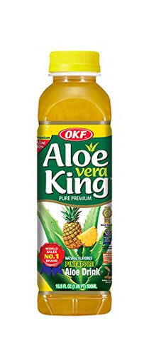 OKF Aloe Vera King Drink, Pineapple, 16.9 Fluid Ounce (Pack of 20)