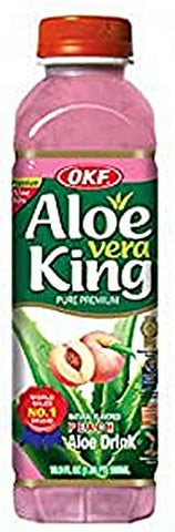 OKF Aloe Vera King Drink, Peach, 16.9 Fluid Ounce (Pack of 20)