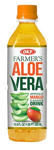 OKF Farmer's Aloe Vera Drink, Mango, 16.9 Fluid Ounce (Pack of 20)