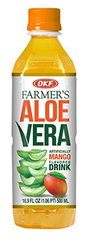OKF Aloe Vera Drink in 16.9 Ounce Bottles (Mango, 6 Pack)