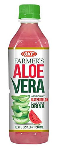 OKF Aloe Vera Drink in 16.9 Ounce Bottles (Watermelon, 12 Pack)