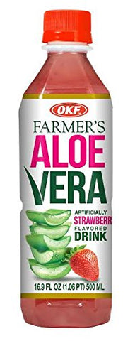 OKF Aloe Vera Drink in 16.9 Ounce Bottles (Strawberry, 6 Pack)