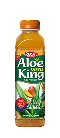 OKF Aloe Vera Juice Organic with pure pulp, Mango, Aloe drink 12 pack, 16.9 Fluid Ounce