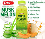 OKF Melon with Aloe Vera Drink, 16.9 Fluid Ounce with Pure Aloe Pulp, No Artificial Flavors Preservatives or Colors, Convenient Healthy Aloe Juice Drink
