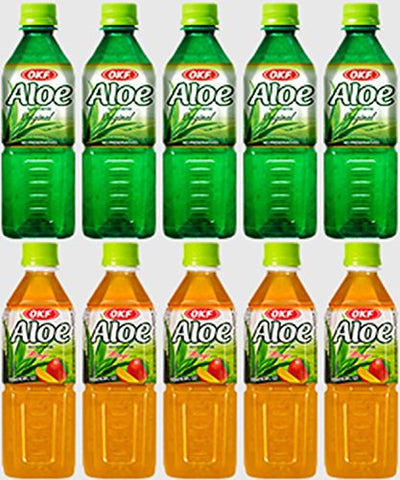 OKF Aloe Vera Original & Aloe Mango Drink 16.9-ounce Bottles (Pack of 10)