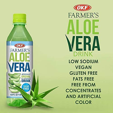 OKF Aloe Vera Farmers Sugar free - Healthy Edition, Aloe Vera Juice with Chewable Aloe Pulp 16.9 Fluid Ounce (Sugar Free)